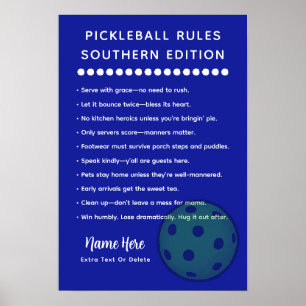 Póster Reglas Personalizadas de Pickleball Edición del Su