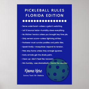 Póster Reglas Personalizadas de Pickleball Edición Florid