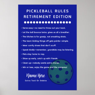 Póster Reglas Personalizadas de Pickleball EDICIÓN JUBILA