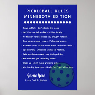 Póster Reglas Personalizadas de Pickleball Edición Minnes