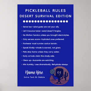 Póster Reglas Personalizadas de Pickleball para Sobrevivi