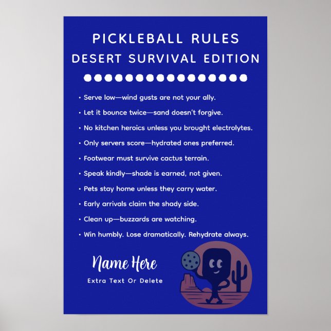 Póster Reglas Personalizadas de Pickleball para Sobrevivi (Frente)