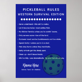 Póster Reglas Personalizadas de Pickleball Supervivencia 