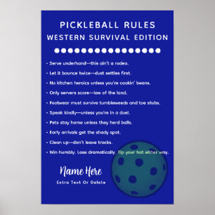 Póster Reglas Personalizadas de Pickleball Supervivencia