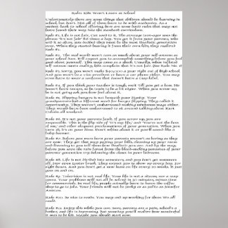 Póster Reglas que los niños no aprenderán