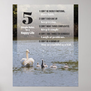 Póster Reglas simples para una vida feliz