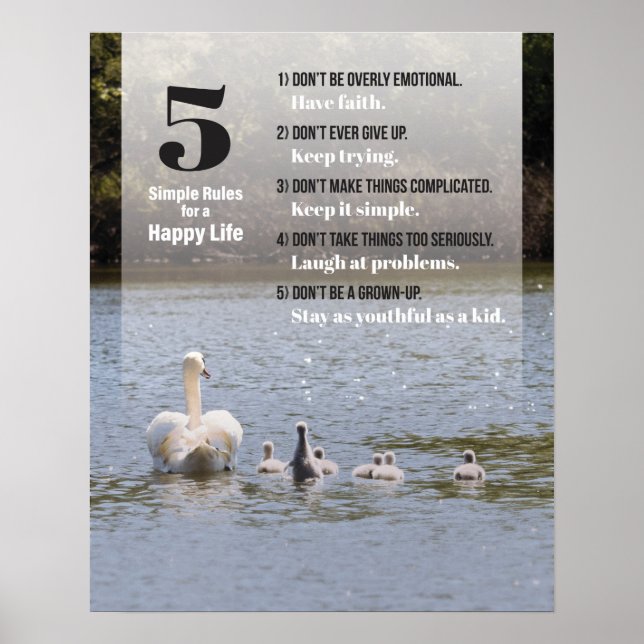 Póster Reglas simples para una vida feliz (Frente)