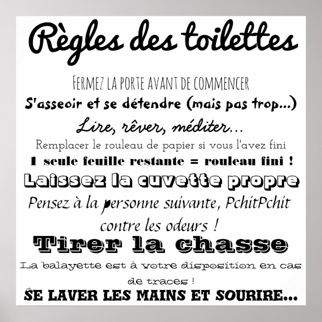 Póster Règles des reettes (Frente)