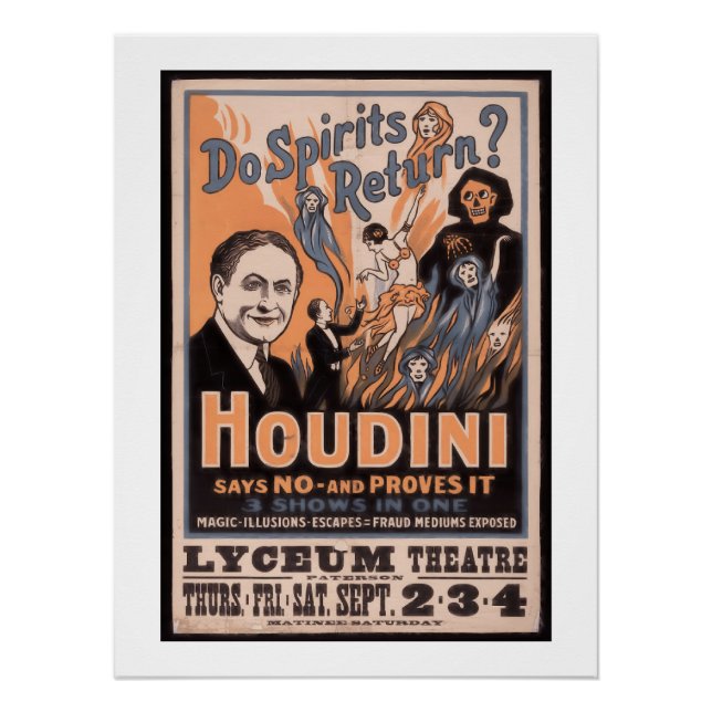 Póster ¿Regresan los espíritus? Houdini dice que no (Anverso)