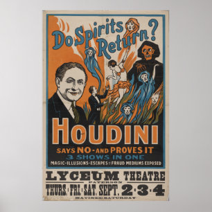 Póster ¿Regresan los espíritus? Houdini Dice Que No Y Lo