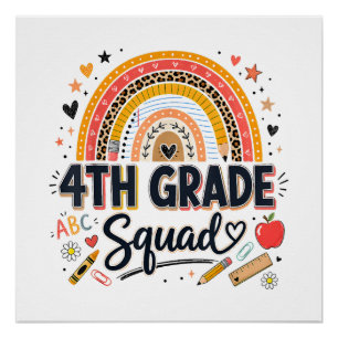 Póster Regreso a la Escuela Arcoíris 4to Cuarto Grado Gru