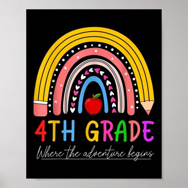 Póster Regreso a la Escuela Arcoíris 4to Grado Donde Comi (Frente)