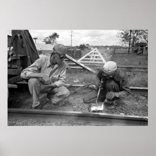 Póster Rehabilitación ferroviaria, años 30