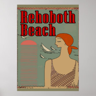 Póster Rehoboth Beach Art Deco