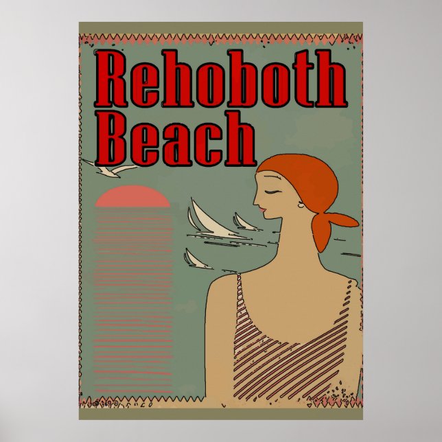 Póster Rehoboth Beach Art Deco (Frente)