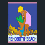 Póster Rehoboth Beach Art Deco Mom Child<br><div class="desc">Rehoboth Beach Art Deco</div>