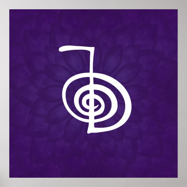 Póster Reiki Cho Ku Rei - en loto morado (Frente)
