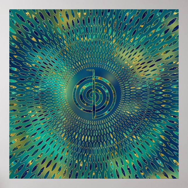 Póster Reiki Cho Ku Rei - piedra y oro (Frente)