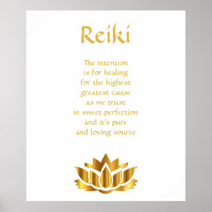 Póster Reiki Gold Lotus flower