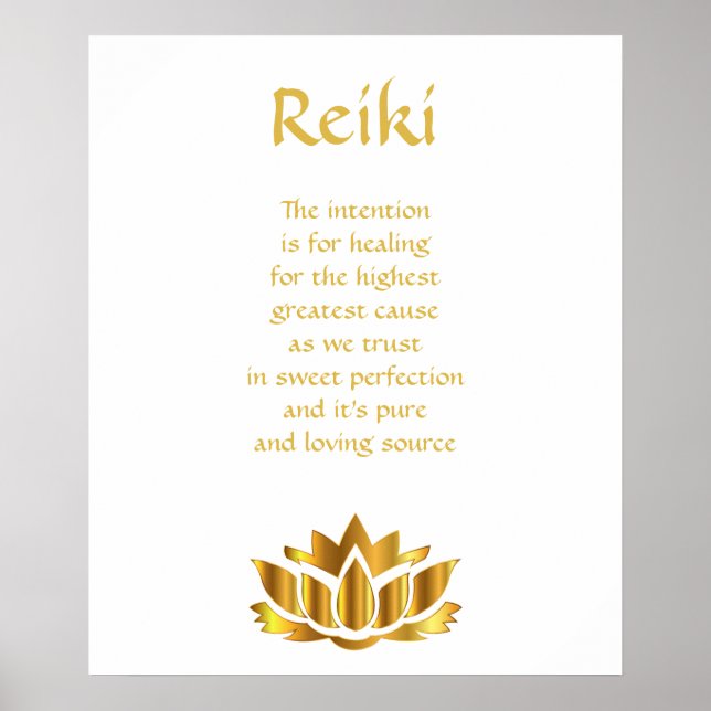 Póster Reiki Gold Lotus flower (Frente)