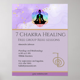 Póster Reiki Master Zen Lavender Chakra Energy Healer