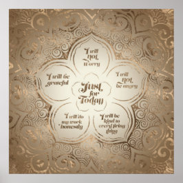 Póster Reiki Principles - Reiki Precepts Golden Sheer