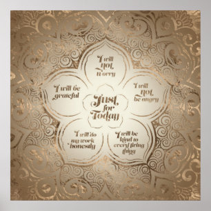 Póster Reiki Principles - Reiki Precepts Golden Sheer