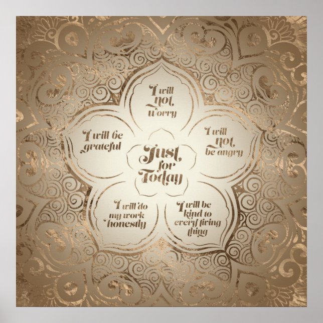 Póster Reiki Principles - Reiki Precepts Golden Sheer (Frente)