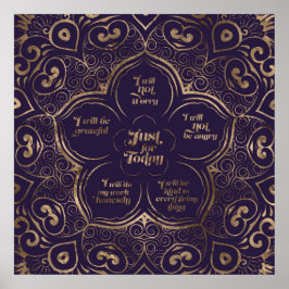 Póster Reiki Principles - Reiki Precepts Purple and Gold