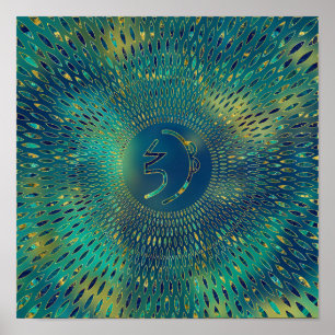 Póster Reiki Sei He ki-gemstone y oro