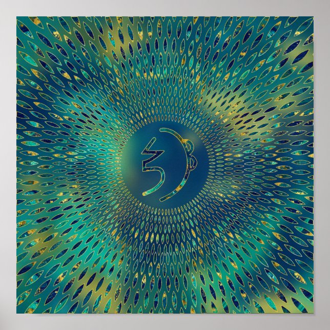 Póster Reiki Sei He ki-gemstone y oro (Frente)