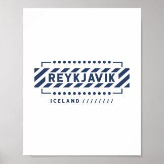 Póster Reikiavik Islandia Diseño Geométrico Moderno