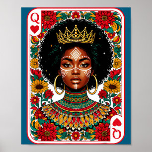 Póster reina africana tarjeta melanina orgullo negro blm