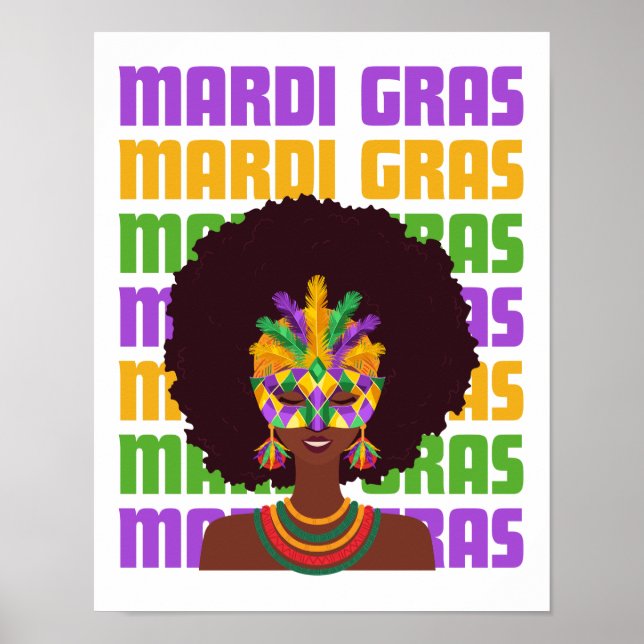 Póster Reina Afro de MARDI GRAS (Frente)
