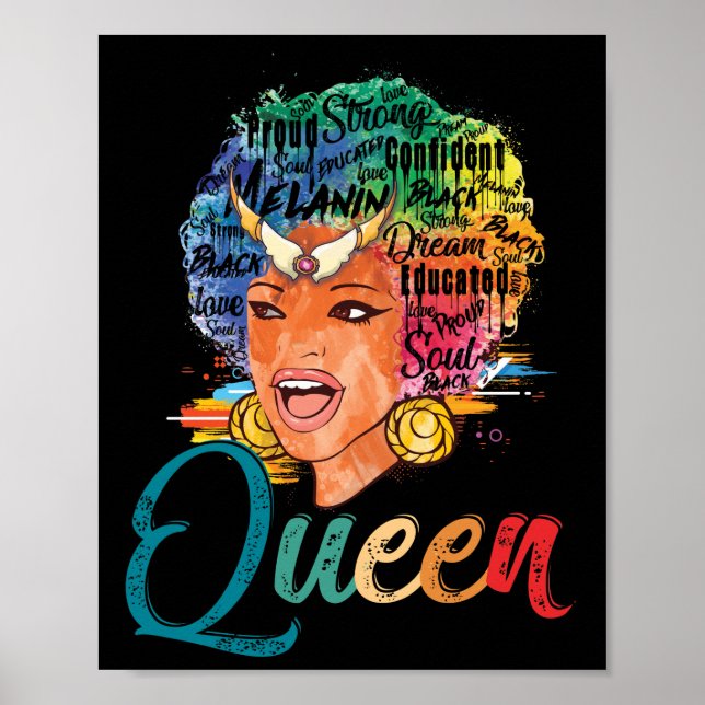 Póster Reina afroamericana educó a mujeres negras fuertes (Frente)