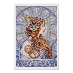 Póster Reina Art Nouveau Retrato