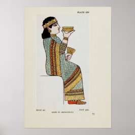 Póster Reina Assur-Bani-Pal traje asirio antiguo 