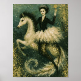 Póster Reina bailarina en su caballito de mar sirena
