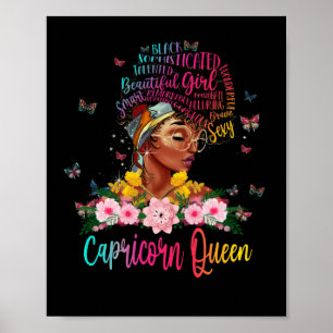 Póster Reina de Capricornio y mujeres negras persistentes