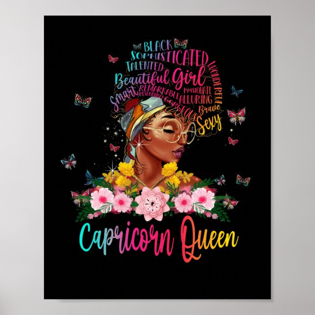 Póster Reina de Capricornio y mujeres negras persistentes (Frente)