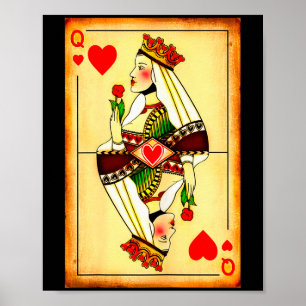 Póster Reina De Corazones Vintage Pareja Coincidente San