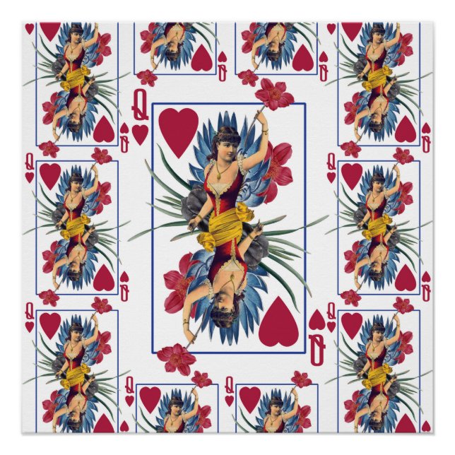 Póster Reina de corazones y flores (Anverso)