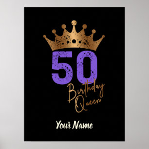 Póster Reina de cumpleaños 50 por corona vintage de 50 añ