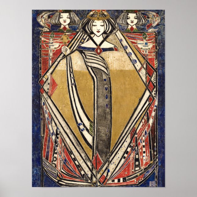 Póster Reina de diamantes de Margaret Macdonald Mackintos (Frente)