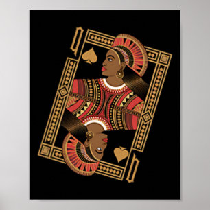 Póster Reina De Espadas Carta De Póquer Afroamericana Neg