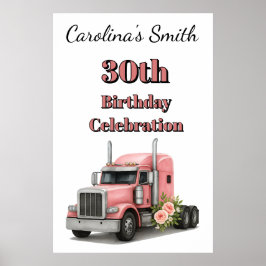 Póster Reina de la carretera Cumpleaños camionera