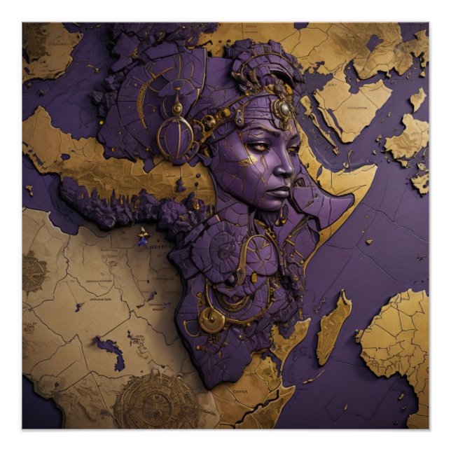 Póster Reina de la Diáspora Dorada – Dios Afrofuturista (Anverso)