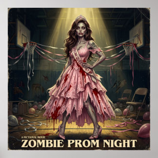 Póster Reina de la Noche de Graduación de Zombies Vintage