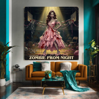 Póster Reina de la Noche de Graduación de Zombies Vintage