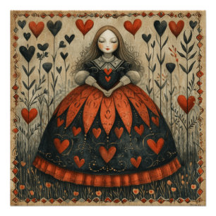 Póster Reina de los corazones de la tierra de las maravil